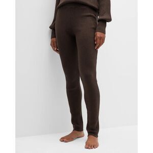NWT Skin Maisel Ribbed Cashmere-Blend Leggings in Brown size S